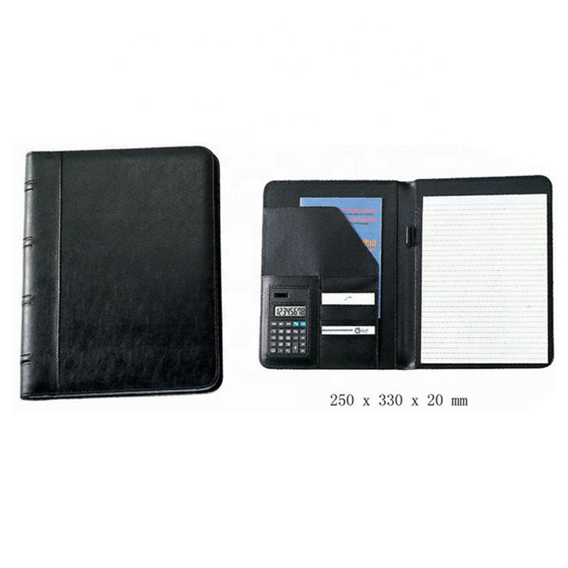 NEW Design Leather Bound A4 PU Conference Calculator Portfolio Folder with flap