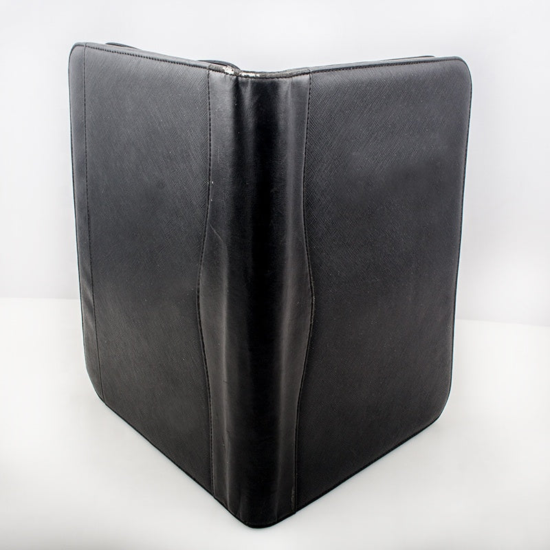 Zippered Leather Business Portfolio with Computers Black Portfolio Organizer Leather Notepad Folder for Resumes