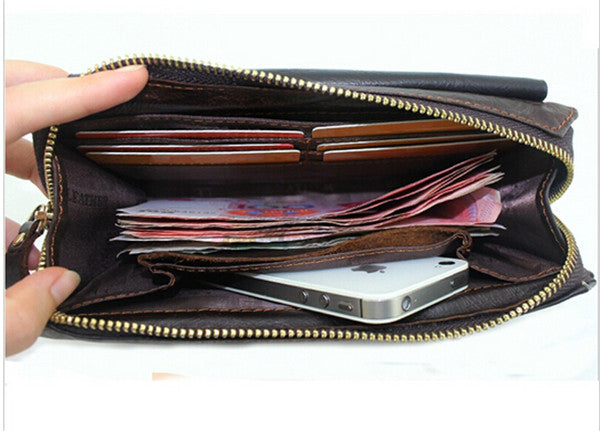 Wholesale cheap long Design men's wallet Leather Wallet clutch bag purse