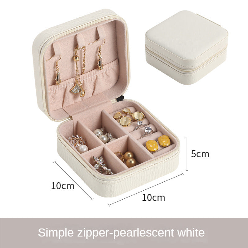 Simple and portable ins Macaron color jewelry storage box Travel earrings necklace ring storage jewelry box