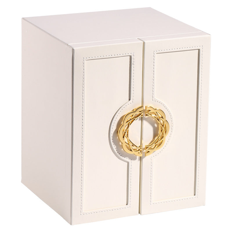 New trend multi-layer desktop storage jewelry box large capacity double open leather earrings earrings necklace jewelry storage