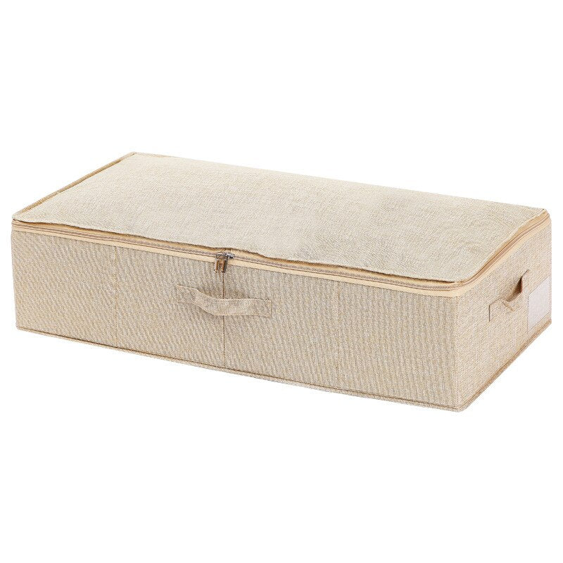 Under-bed storage box Cotton linen folding large capacity storage clothes Moisture-proof portable organizer with lid