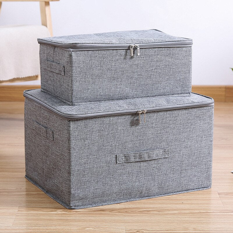 Cotton and linen storage case zipper storage case Cloth cover storage case folding sealing case Underwear storage case