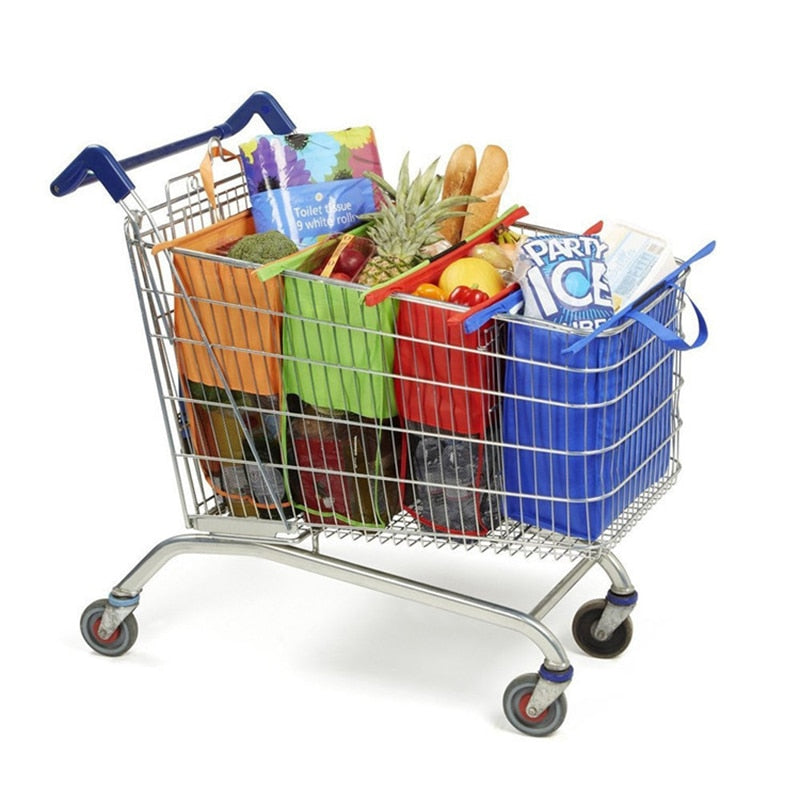 4-piece set of supermarket shopping cart thermal insulation non-woven bag tube European &American supermarket cart shopping bag