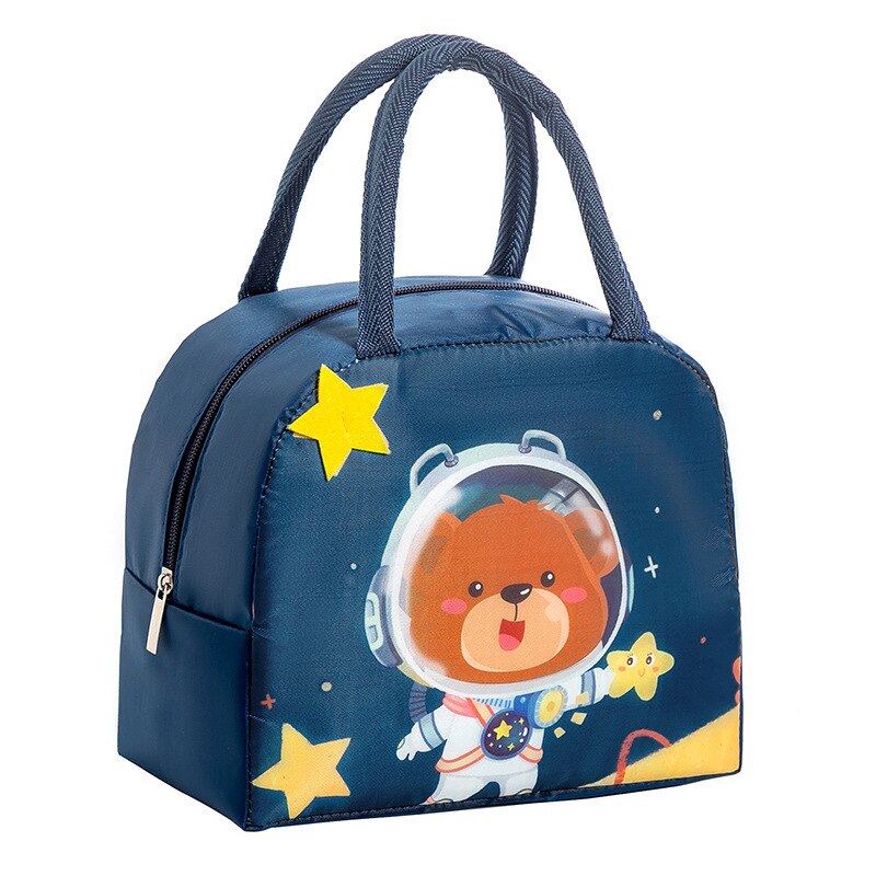 Students Go To Work Lunch Box Cartoon Lunch Bag Oxford Thick Aluminum Foil Portable Ice Bag Insulated  Bag.
