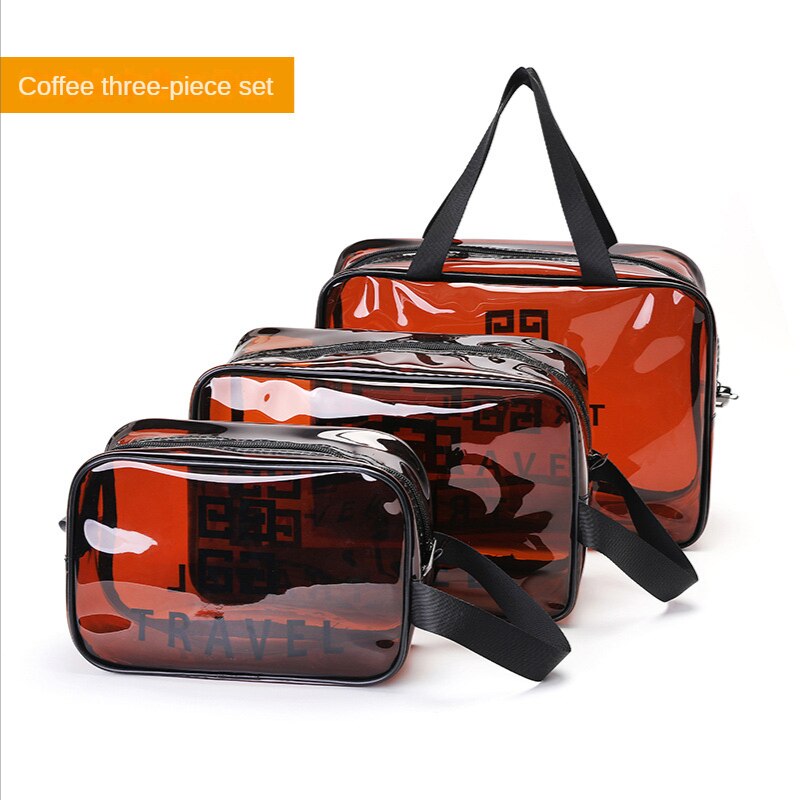Medium Portable Waterproof Pvc Cosmetic Bag Transparent Portable Travel Convenience Bag Skin Care Cosmetics Storage Bag