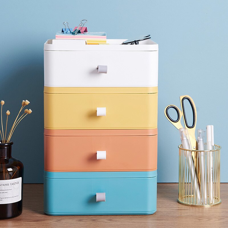 Desk drawer storage box Storage box Bedroom office dresser organizer can stack small color drawers