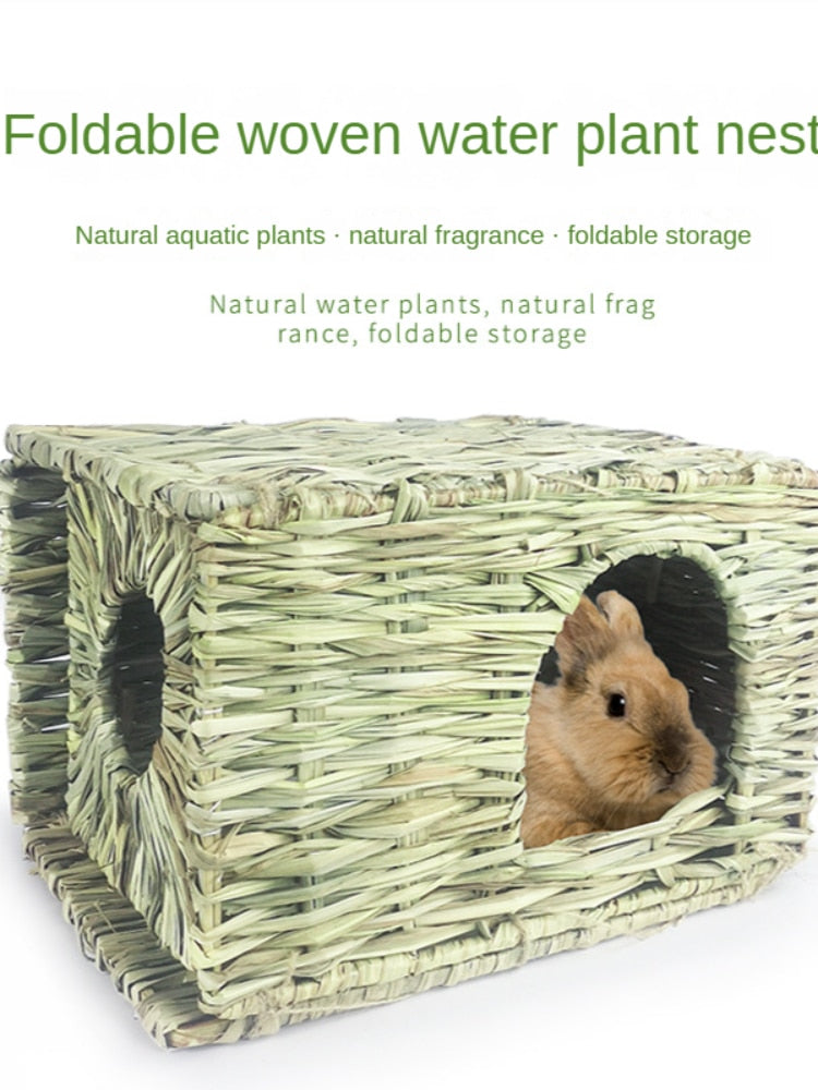 Rabbit Foldable Weaving Water Grass Nest Chinchilla Guinea Pig Large Size Grass Mat Grass Nest Pet House
