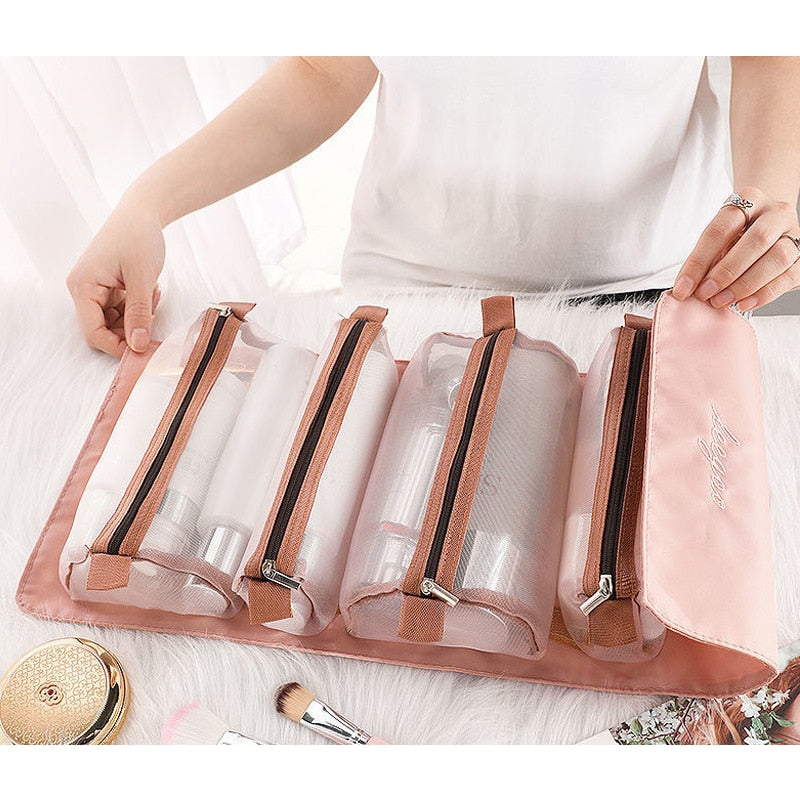 Travel Laundry Mesh Cosmetic Bag Wholesale Premium Mesh 4-in-1 Portable Women's Waterproof Folding Storage Bag
