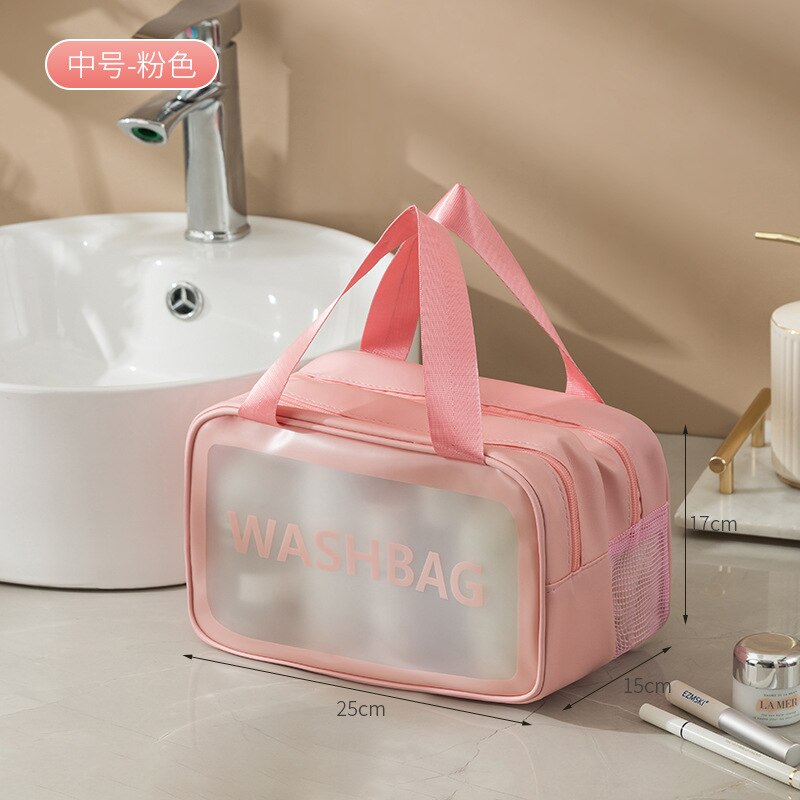 Dry and wet separation waterproof transparent pvc multifunctional toiletry bag swimming travel portable cosmetics storage bag