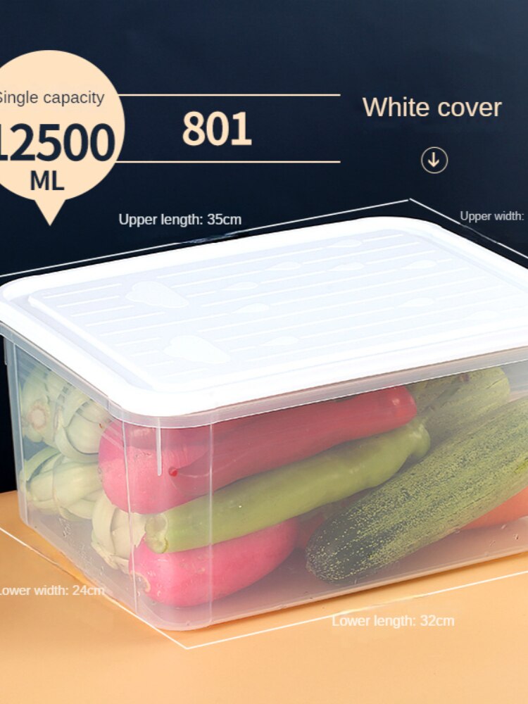 Refrigerator food storage box Kitchen plastic crisper household square clear sealed box with lid