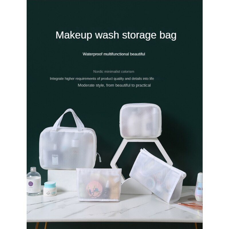 Transparent White EVA Cosmetic Bag Travel Storage Bag Waterproof Wash Bag Multi-specification Storage Bathroom Bag