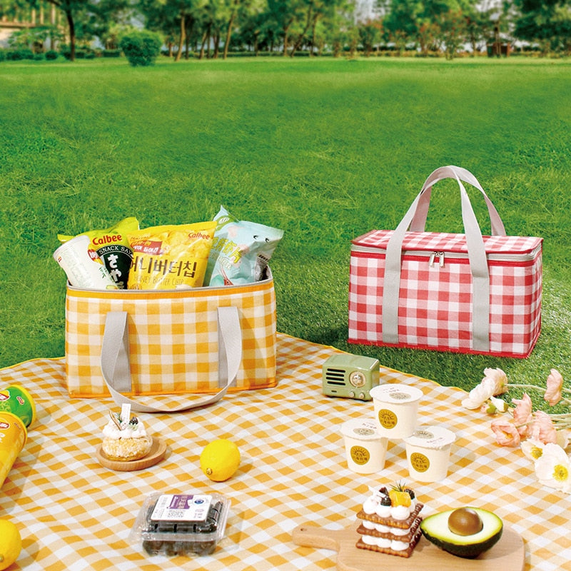 Large-capacity Picnic Bag Outdoor Outing Thermal Insulation and Cold Bag  with A Bento Bag Thickened Aluminum Foil Picnic