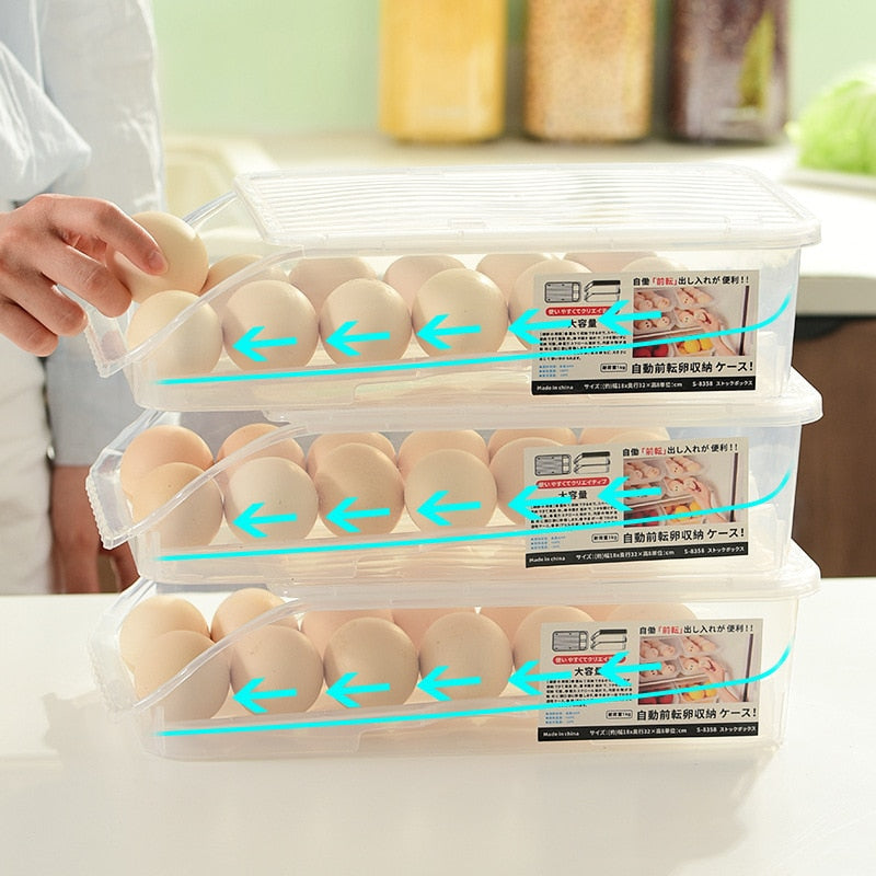 Rolling egg carton refrigerator kitchen crisper automatic filling egg carton roller slide carton decorative tray serving tray