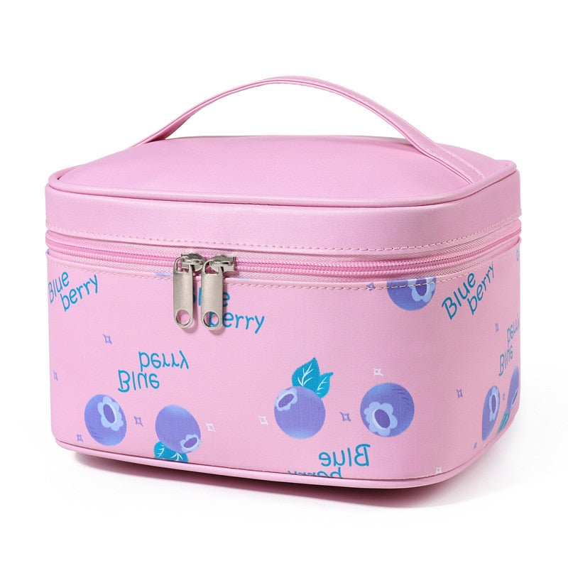 New PU Cosmetic Bag Fruit Pattern Storage Bag Cosmetics Waterproof Cosmetic Bag Travel Amenity Bag