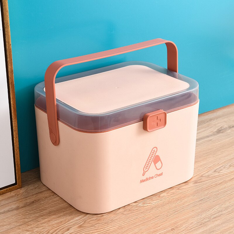 Portable first aid kit with children's lock medicine box Home care use large capacity double-layer medicine storage box