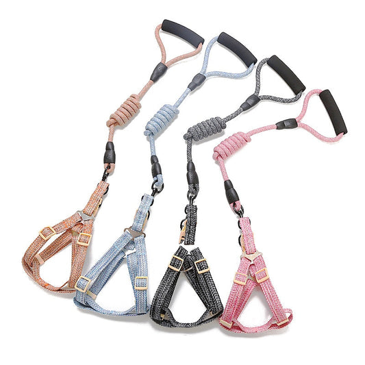 Pet Lead Dog Leash Dog Chain Foam Handle Lead Rope Set Pet Chest Strap Dog Harness Dog Harness Dog Accessories Small Dog