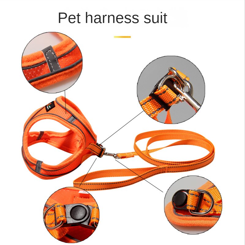 Pet Supplies Chest and Back Traction Suit, Light and Breathable Reflective Strip Design, Night Warning Spot