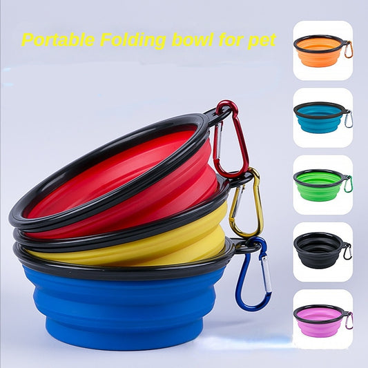 Spot TPE Folding Dog Bowl Silicone Pet Bowl Go Out Outdoor Portable Folding Dog Pot Pet Water Bowl