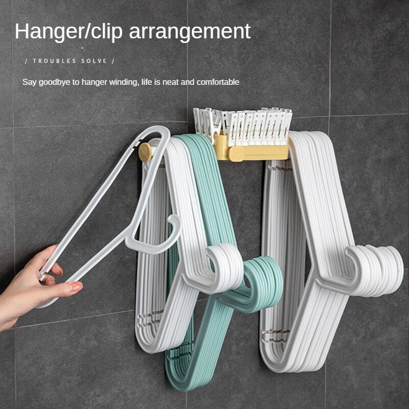 Household balcony retractable hanger storage rack perforation-free bathroom wall hanging clothespin storage rack