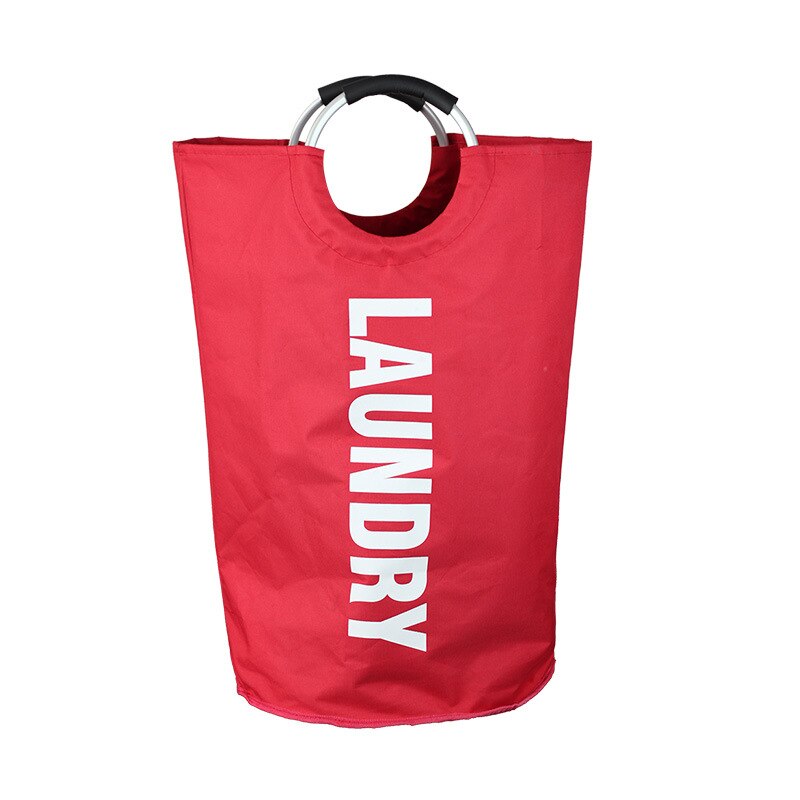 Household large capacity clothing storage bag Oxford cloth double laundry bag round aluminum handle laundry basket