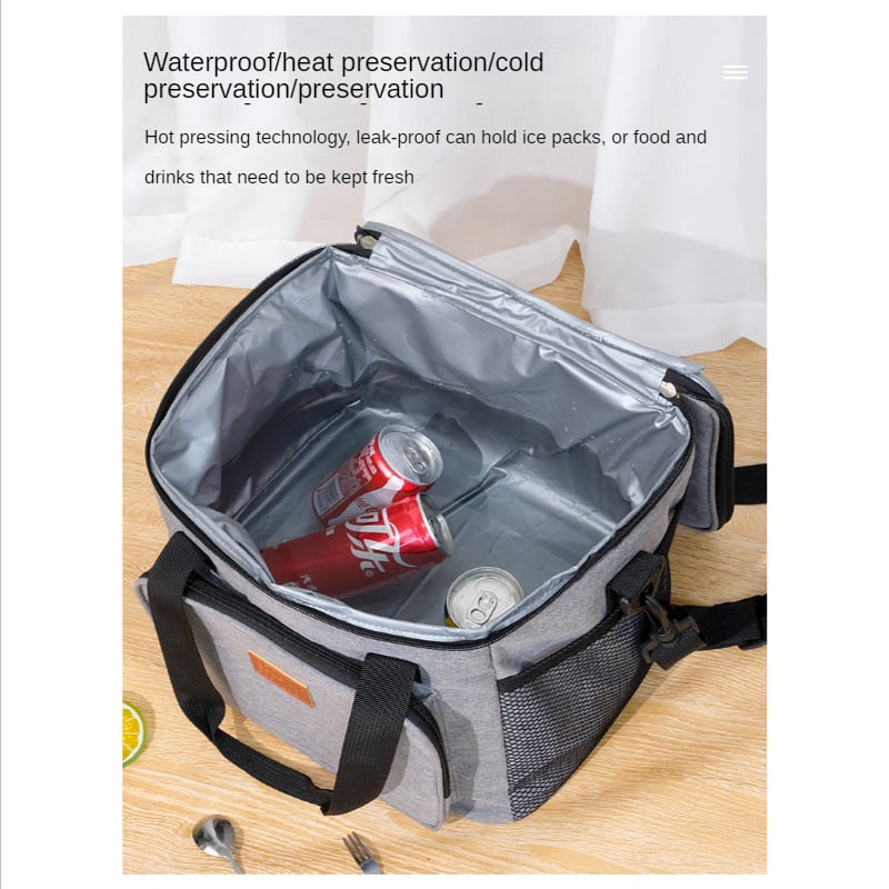 Thickened large-capacity portable picnic bag PEVA outdoor car ice bag waterproof shoulder slung food insulation storage bag