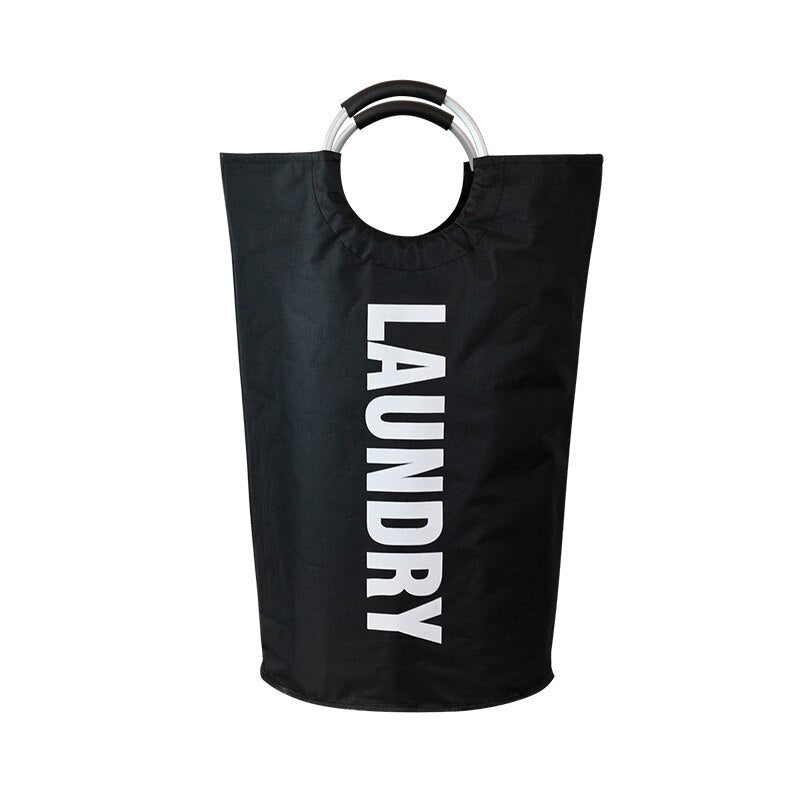Household large capacity clothing storage bag Oxford cloth double laundry bag round aluminum handle laundry basket
