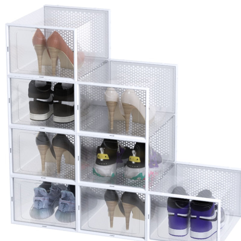 Large double frame plastic transparent shoebox Amazon popular folding storage box dustproof waterproof pp basketball shoebox