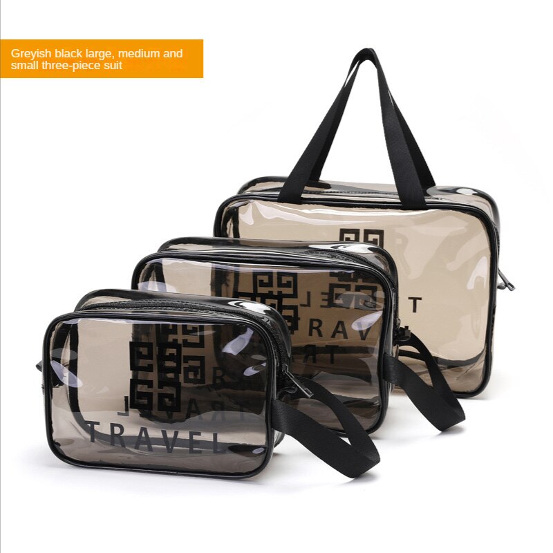 Medium Portable Waterproof Pvc Cosmetic Bag Transparent Portable Travel Convenience Bag Skin Care Cosmetics Storage Bag