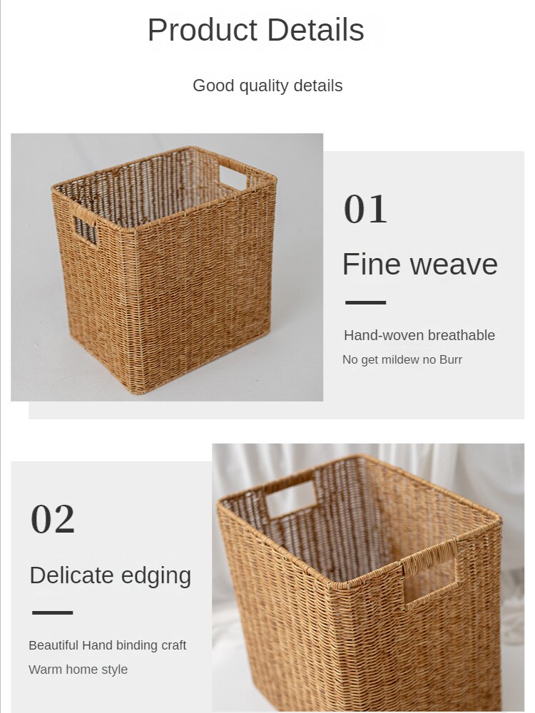 Hand-woven storage basket cabinet end table organizer basket clothes and snacks storage box