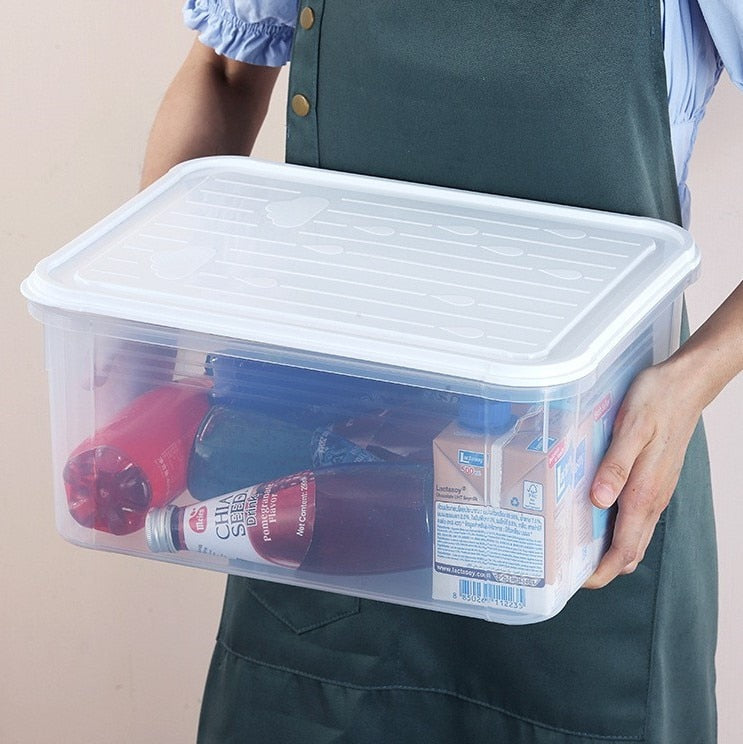 Refrigerator food storage box Kitchen plastic crisper household square clear sealed box with lid