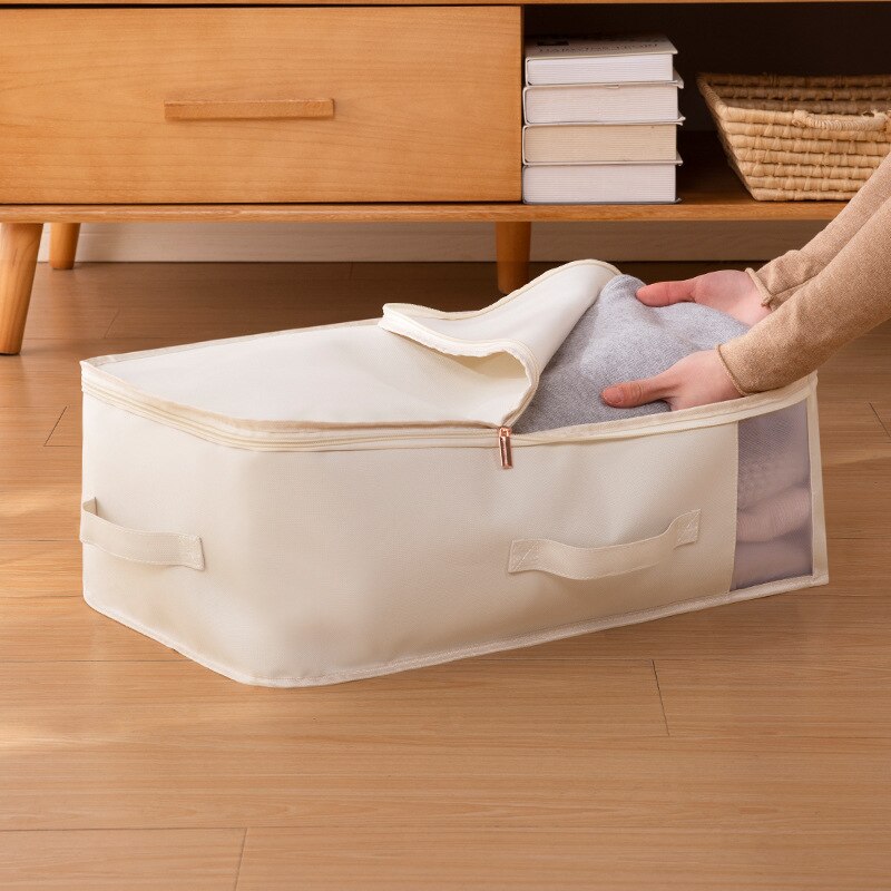 Clothing quilt finishing bag dust proof moving tape window doggy bag folding quilt storage bag fabric