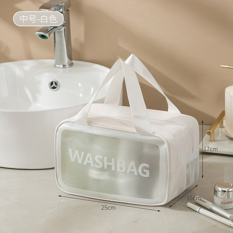 Dry and wet separation waterproof transparent pvc multifunctional toiletry bag swimming travel portable cosmetics storage bag