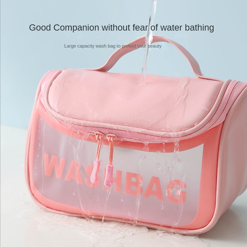 PU Handheld Toiletry Travel Business Trip Waterproof Large Capacity Portable Storage Organizing Bag Multifunctional Cosmetic Bag