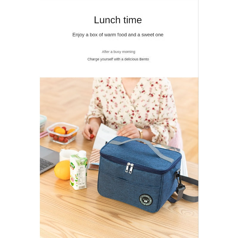 Square Bento Bag with Rice Bag for Work, Thickened Aluminum Foil Picnic Bag, Thermal Insulation Bag, Ice Bag