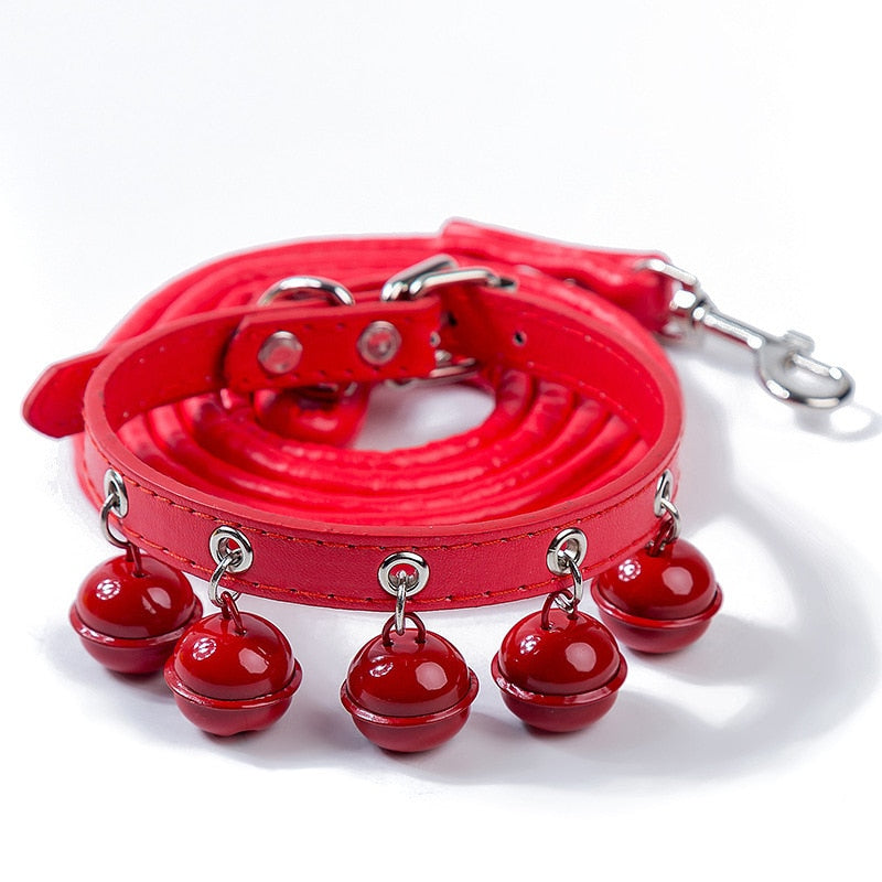 Pet Bell Collar with Bell Small Dog Collar with Dog Chain Dog Rope Pet Traction Rope