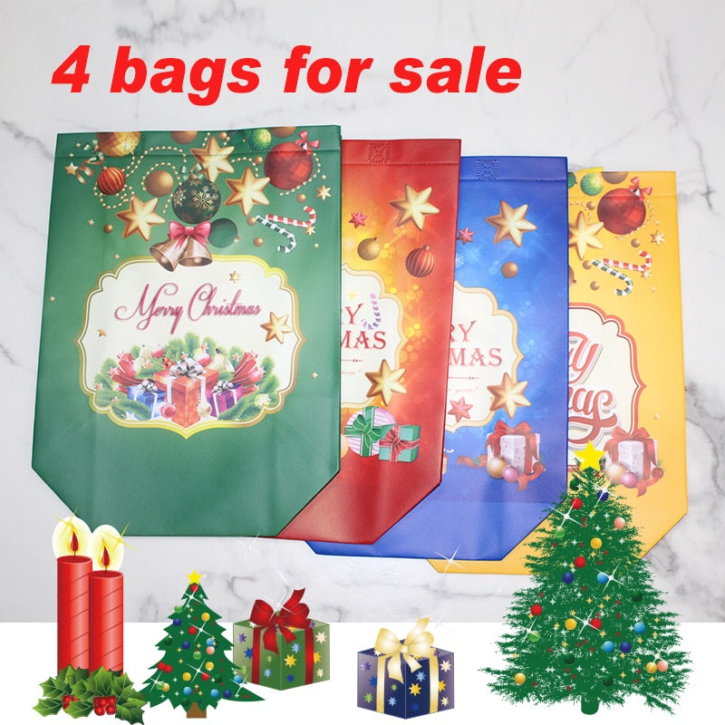 One piece of 4, non-woven waterproof gift handbag, Christmas party folding bag, clothing storage bag, Christmas printing package