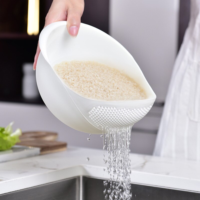 Rice washing rice sieve washing vegetables household multifunctional thickened white round plastic fruit vegetable drain basket