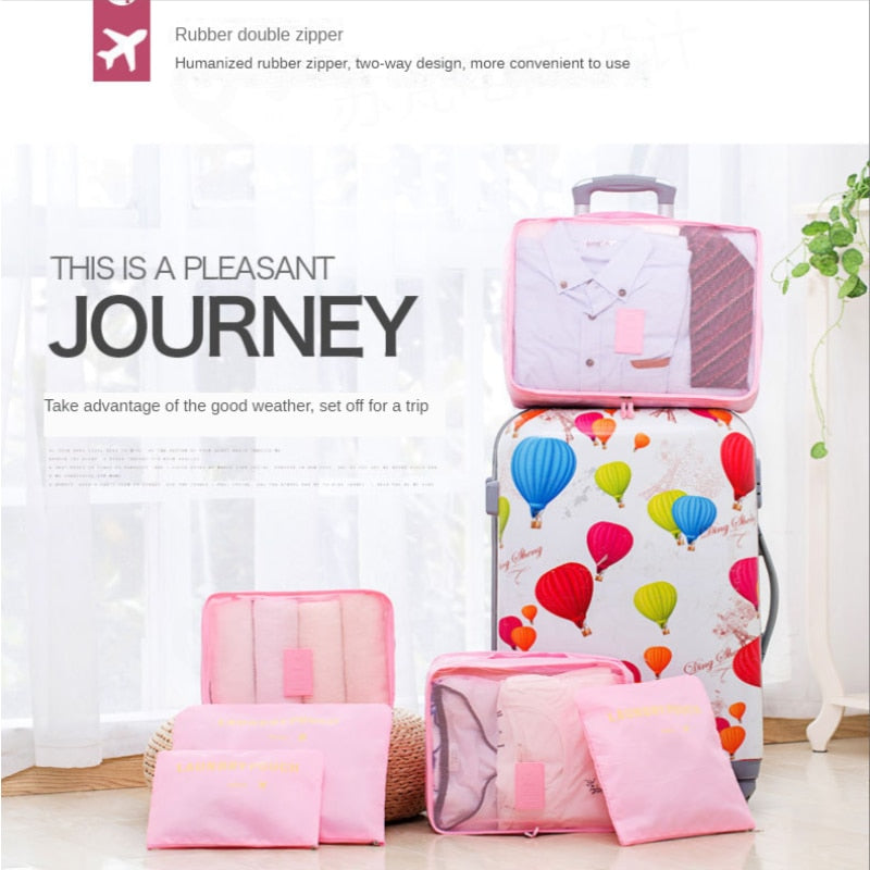 Korean Travel Storage Bag Six-piece Set. Multi-function Enlarged and Thickened Suitcase Storage Bag Set of 6 Pieces